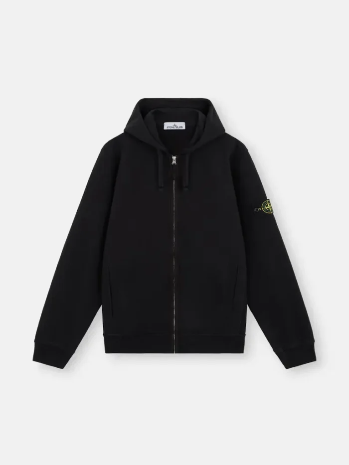 Stone Island Full Zipper Black Hoodie