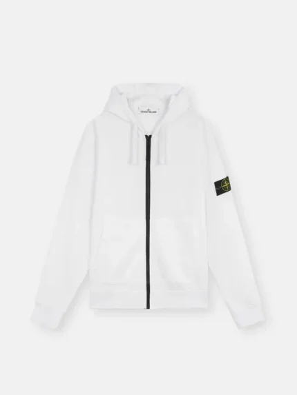 Stone Island Full Zipper White Hoodie