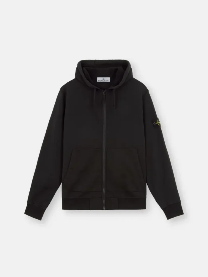 Stone Island Full Zipper Black Hoodie