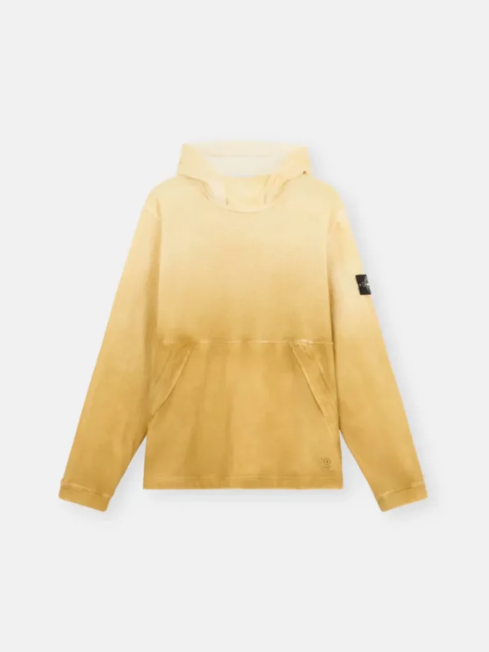 Mustard Stone Island Hoodie with Pockets