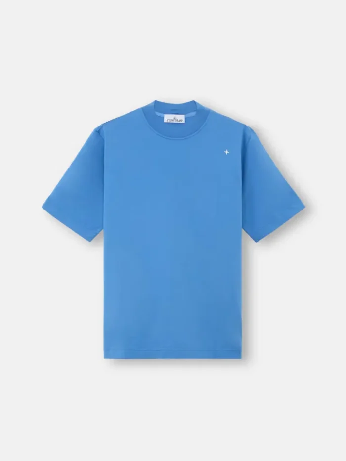 Stone Island Embroidery Ribbed Blue T-shirt